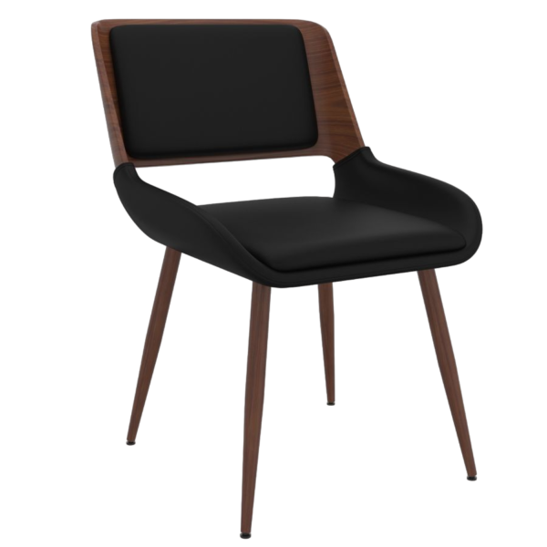Hudson Side Chair in Black Faux Leather