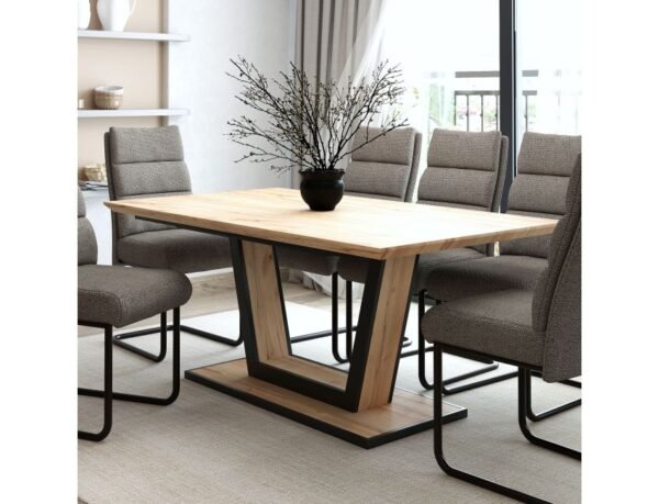 Forna Dining Table w/Extension in Natural and Black